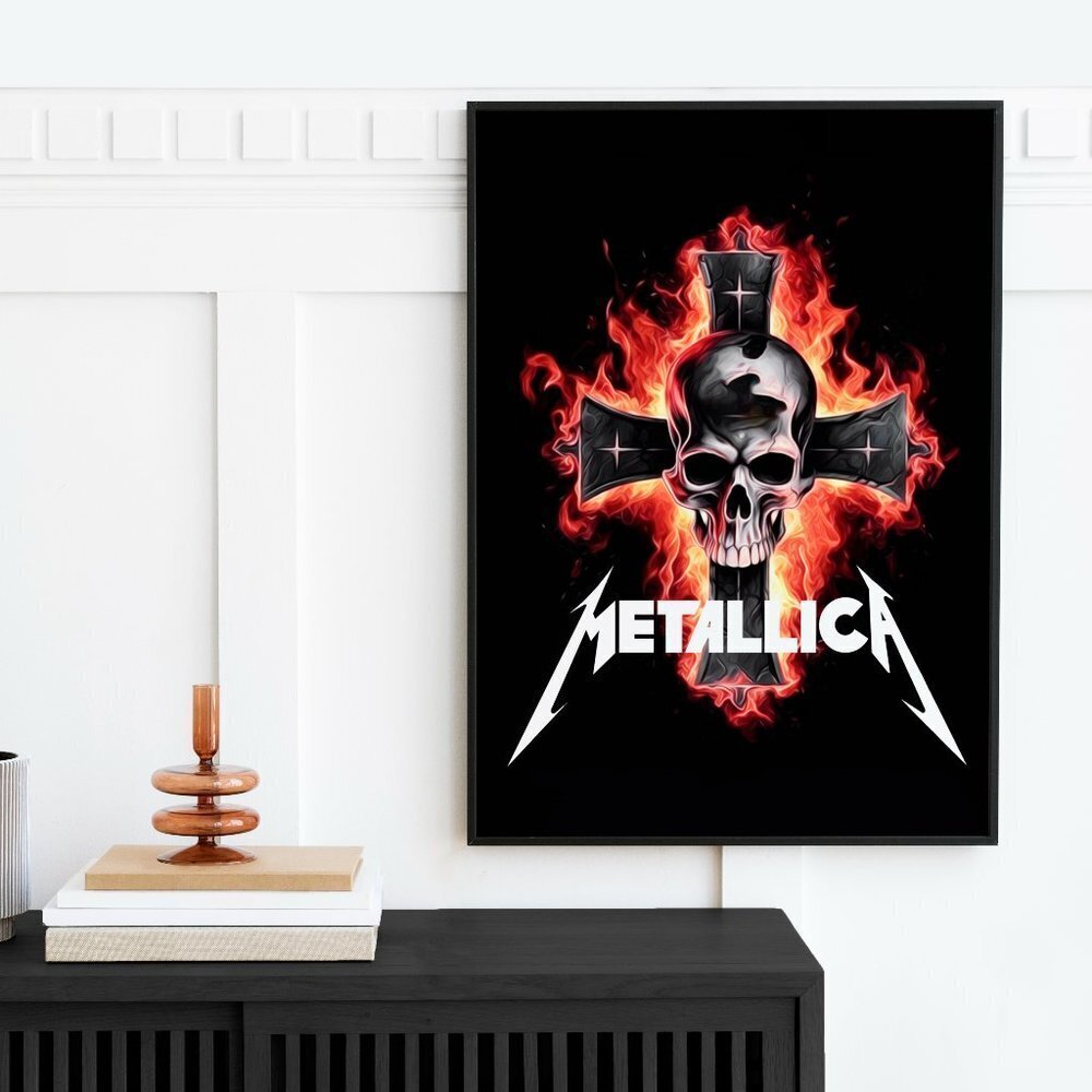 Metallica Heavy Metal 16x20 Band Skull on a Cross Oil Painting Art Poster‎ - Picture 2 of 7